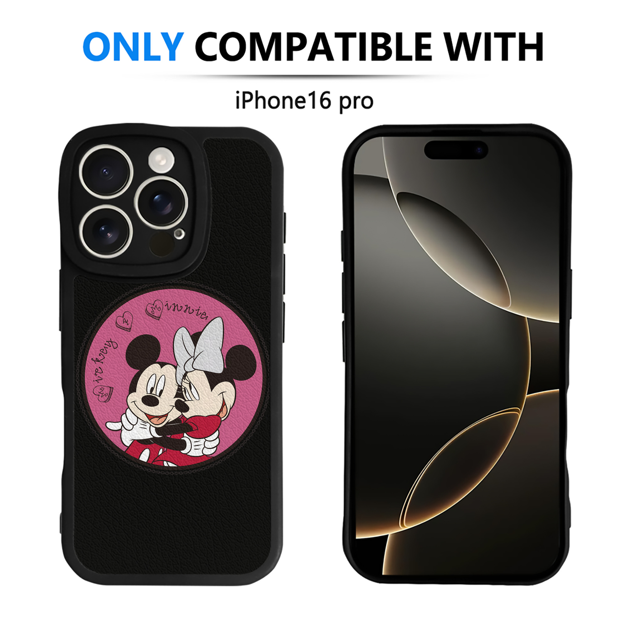 （画像用） ミッキーマウス Mickey Mouse 【iPhone 16シリーズ対応】シリコンスマホケース（レザー調） 材質：シリコン